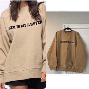 TALENTLESS Tan 'Kim Is My Lawyer' Sweatshirt - unisex XL
